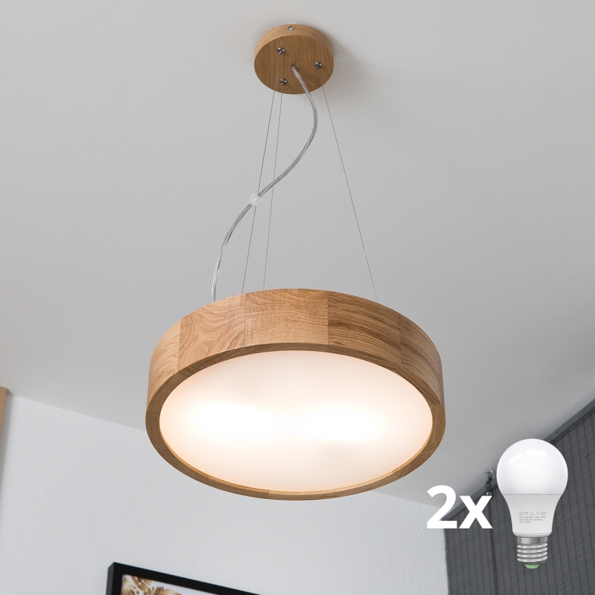 Brilagi - LED-kattokruunu johdossa CARVALHO 2xE27/60W/230V tammi halkaisija 37 cm