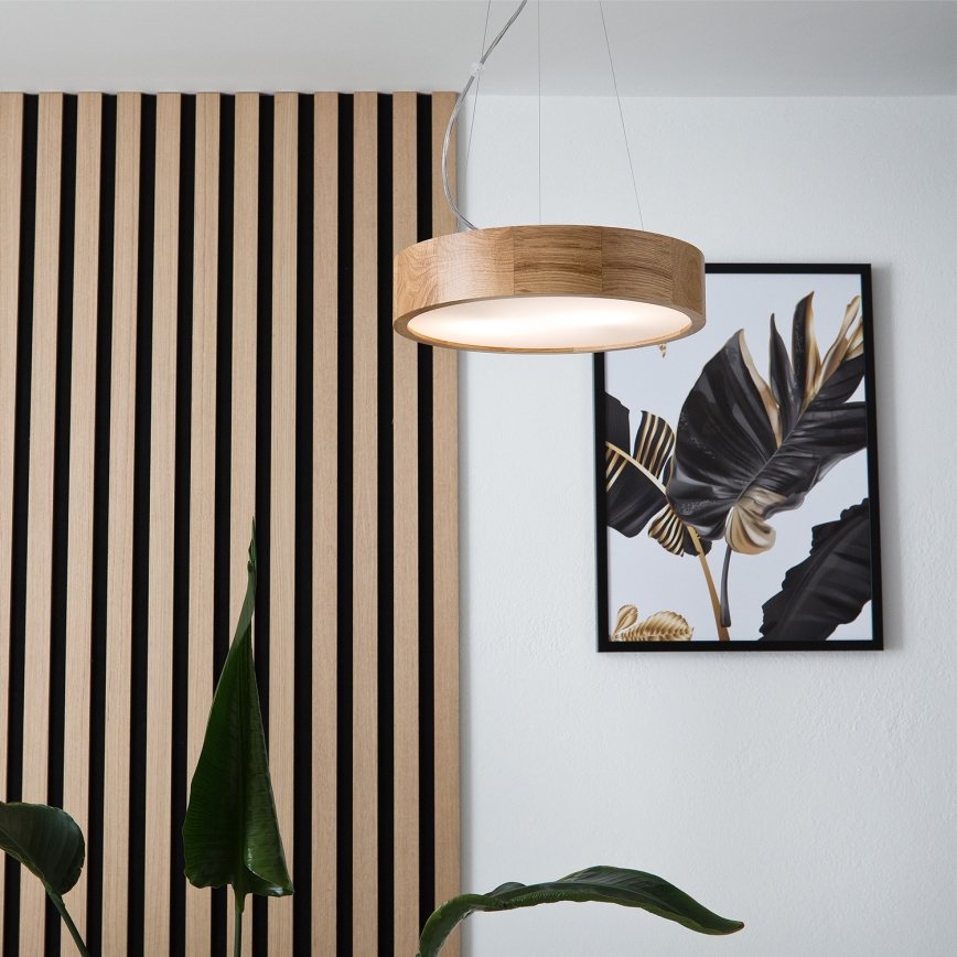 Brilagi - LED-kattokruunu johdossa CARVALHO 2xE27/60W/230V tammi halkaisija 37 cm