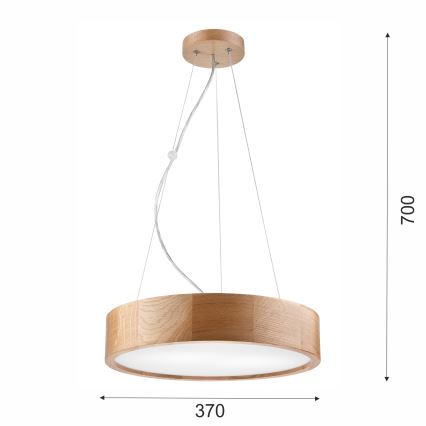 Brilagi - LED-kattokruunu johdossa CARVALHO 2xE27/60W/230V tammi halkaisija 37 cm