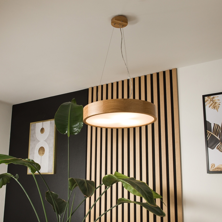 Brilagi - LED-kattokruunu johdossa CARVALHO 3xE27/60W/230V tammi halkaisija 47,5 cm