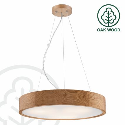 Brilagi - LED-kattokruunu johdossa CARVALHO 3xE27/60W/230V tammi halkaisija 47,5 cm