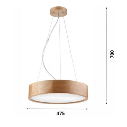 Brilagi - LED-kattokruunu johdossa CARVALHO 3xE27/60W/230V tammi halkaisija 47,5 cm