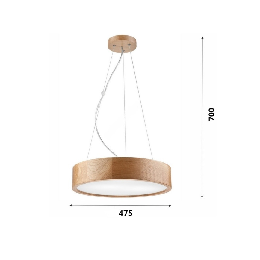 Brilagi - LED-kattokruunu johdossa CARVALHO 3xE27/60W/230V tammi halkaisija 47,5 cm