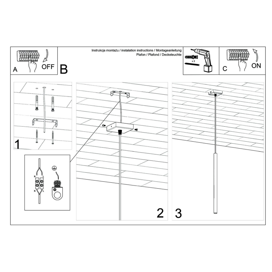 Brilagi -  LED-kattokruunu johdossa DRIFA 1xG9/4W/230V musta