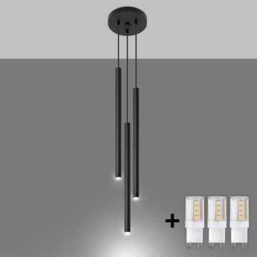Brilagi -  LED-kattokruunu johdossa DRIFA 3xG9/4W/230V musta