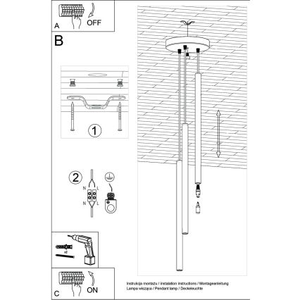 Brilagi -  LED-kattokruunu johdossa DRIFA 3xG9/4W/230V musta
