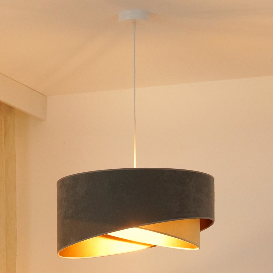 Brilagi - LED-kattokruunu johdossa LYRA 1xE27/15W/230V harmaa/beige/kulta