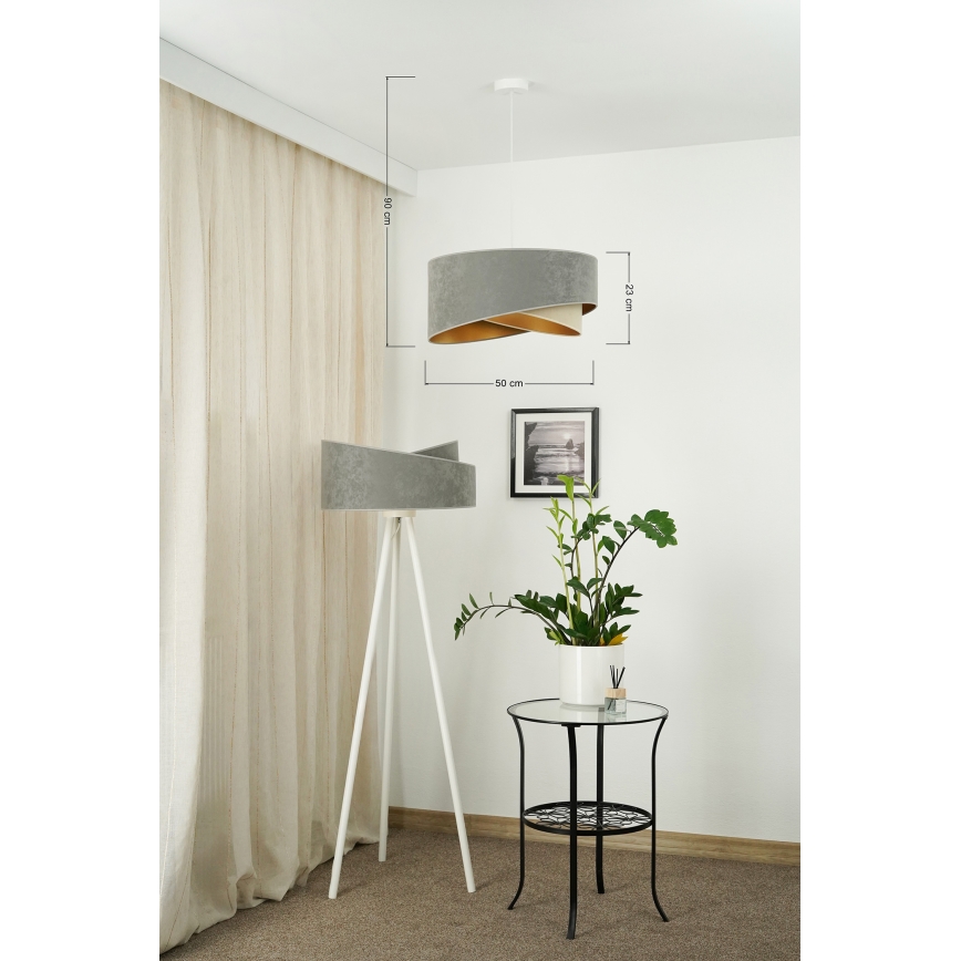 Brilagi - LED-kattokruunu johdossa LYRA 1xE27/15W/230V harmaa/beige/kulta