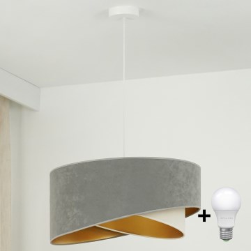 Brilagi - LED-kattokruunu johdossa LYRA 1xE27/15W/230V harmaa/kerma/kulta