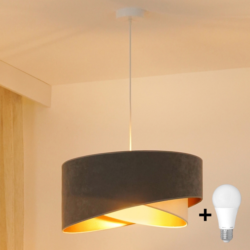 Brilagi - LED-kattokruunu johdossa LYRA 1xE27/15W/230V harmaa/kerma/kulta