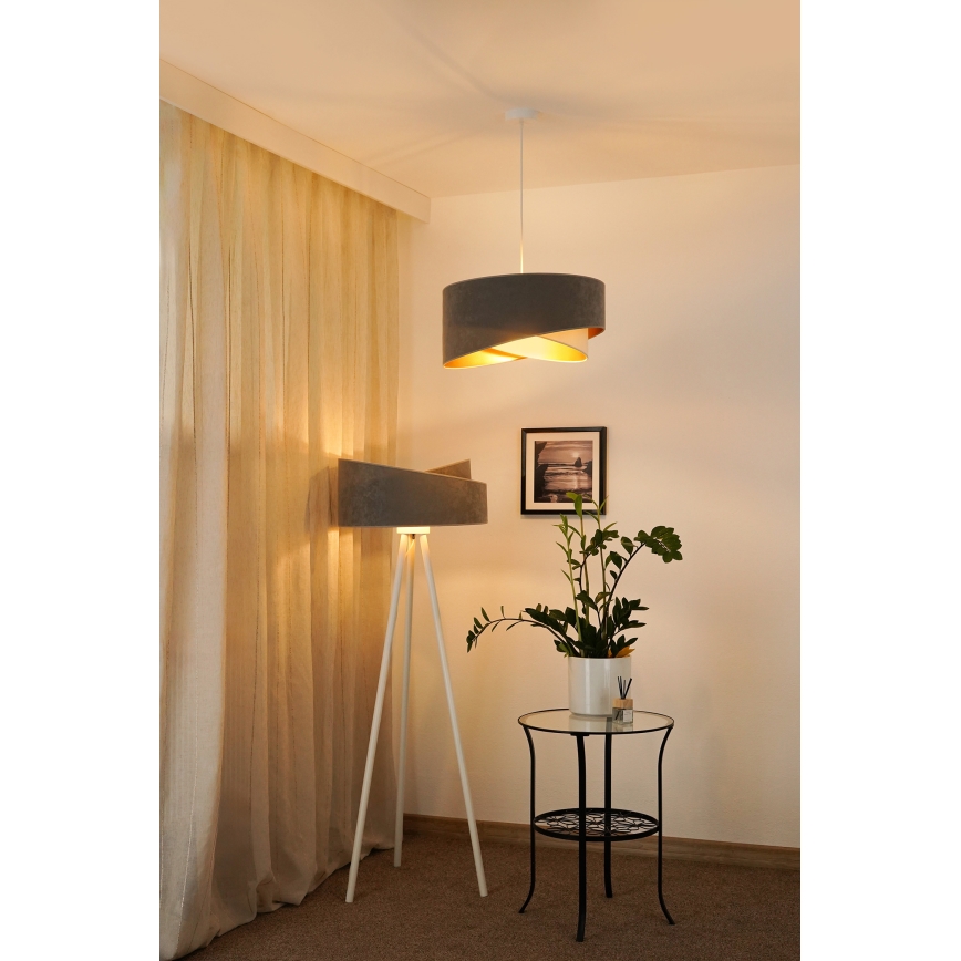 Brilagi - LED-kattokruunu johdossa LYRA 1xE27/15W/230V harmaa/kerma/kulta