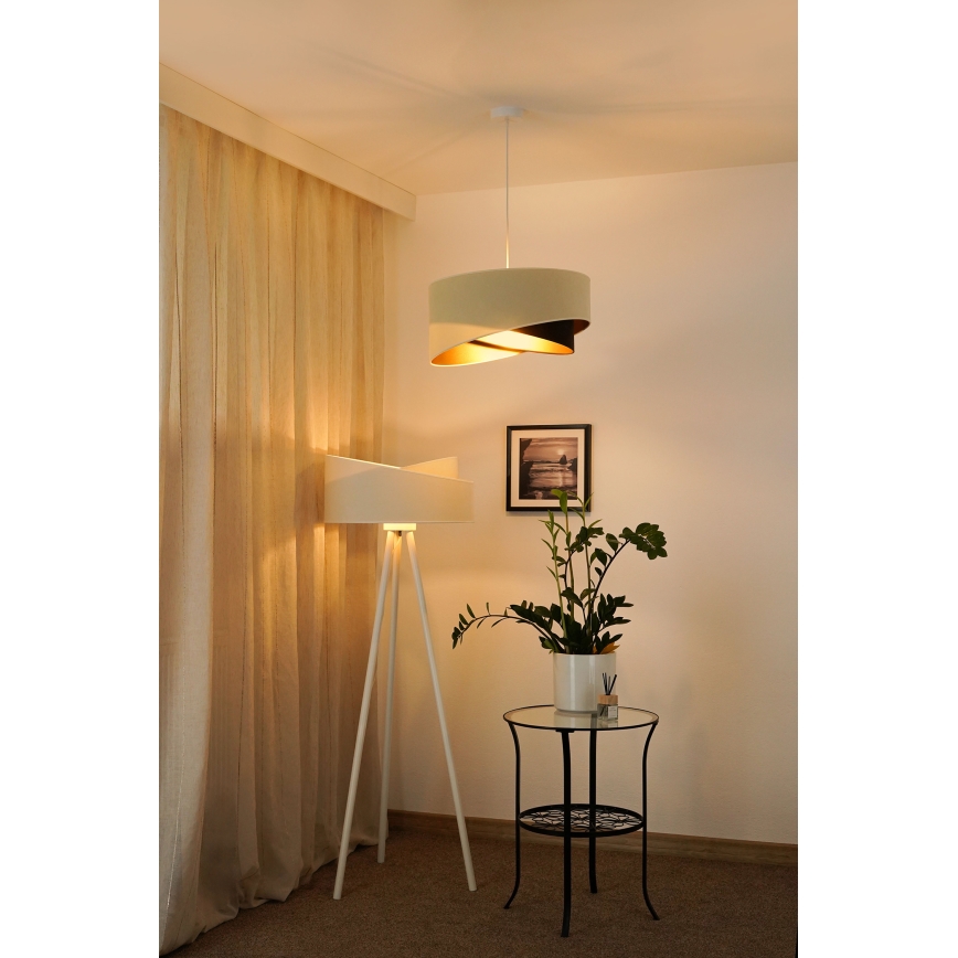 Brilagi - LED-kattokruunu johdossa LYRA 1xE27/15W/230V kerma/musta/kulta
