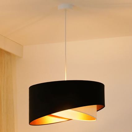 Brilagi - LED-kattokruunu johdossa LYRA 1xE27/15W/230V musta/kerma/kulta