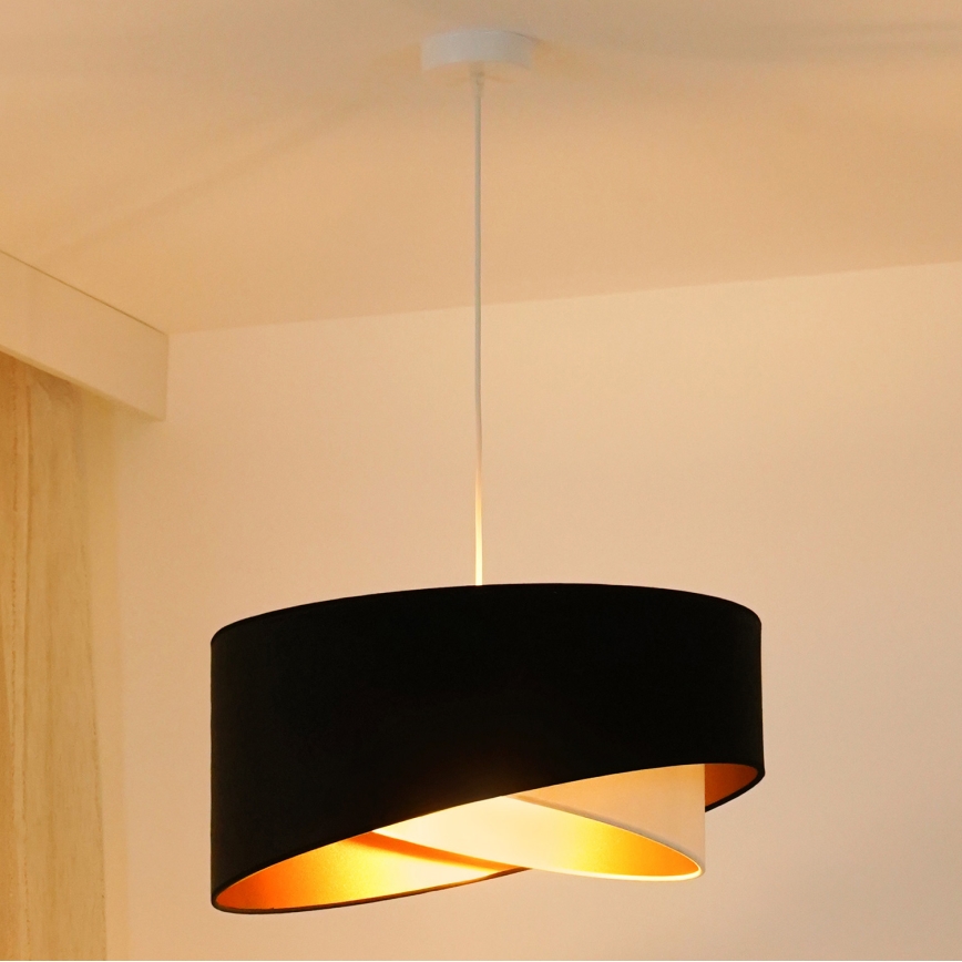 Brilagi - LED-kattokruunu johdossa LYRA 1xE27/15W/230V musta/kerma/kulta
