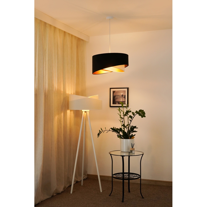 Brilagi - LED-kattokruunu johdossa LYRA 1xE27/15W/230V musta/kerma/kulta