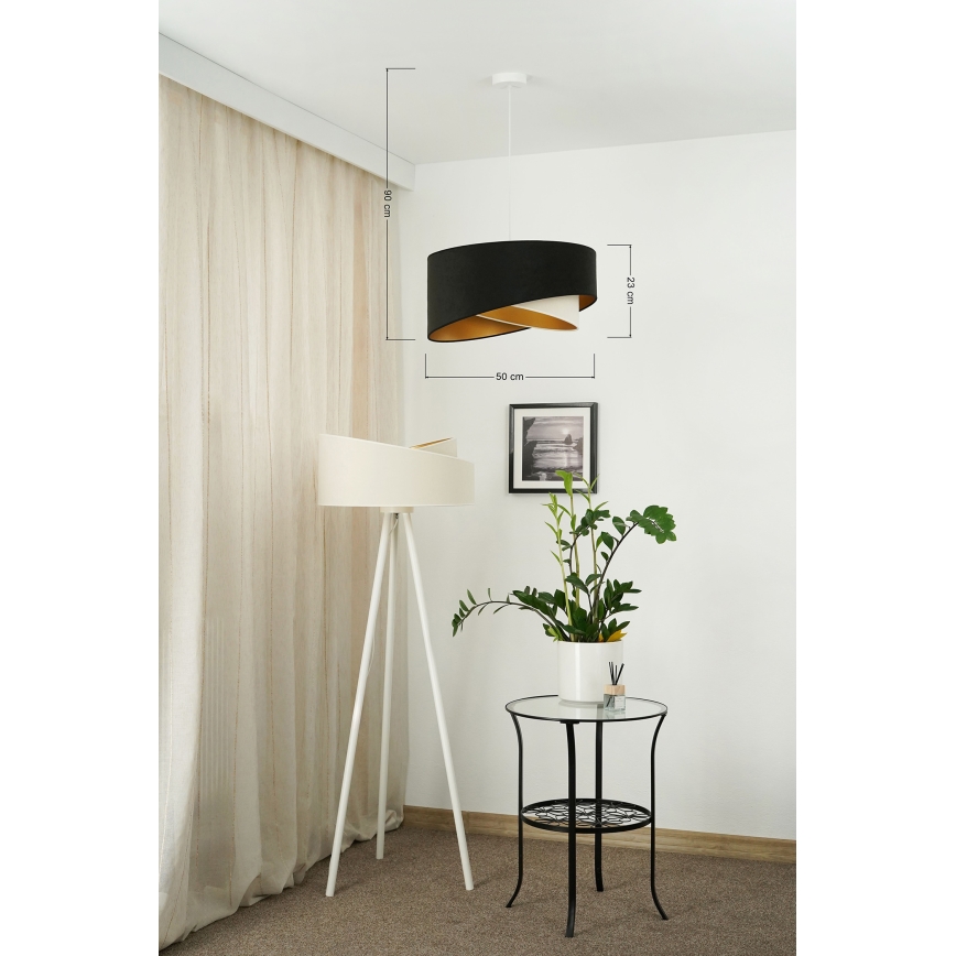 Brilagi - LED-kattokruunu johdossa LYRA 1xE27/15W/230V musta/kerma/kulta