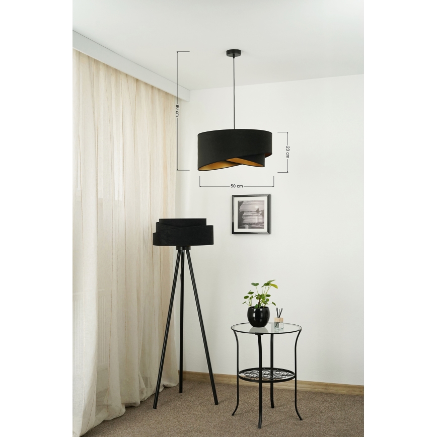 Brilagi - LED-kattokruunu johdossa LYRA 1xE27/15W/230V musta/kulta