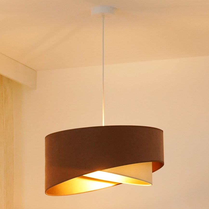 Brilagi - LED-kattokruunu johdossa LYRA 1xE27/15W/230V ruskea/kerma/kulta