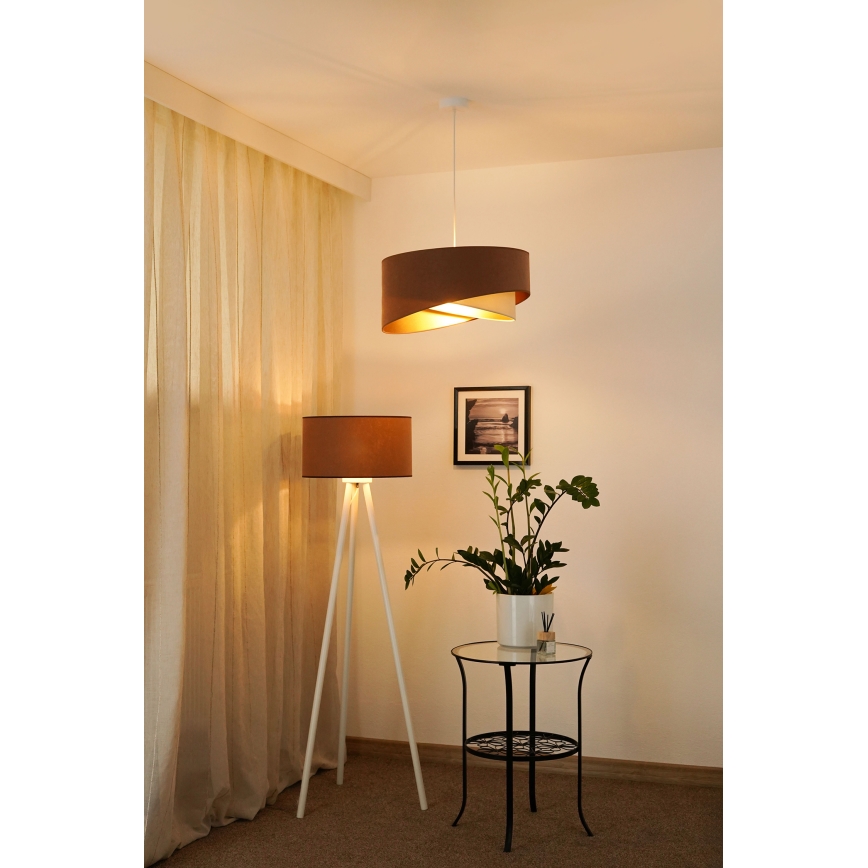 Brilagi - LED-kattokruunu johdossa LYRA 1xE27/15W/230V ruskea/kerma/kulta