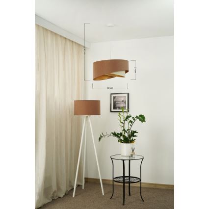 Brilagi - LED-kattokruunu johdossa LYRA 1xE27/15W/230V ruskea/kerma/kulta