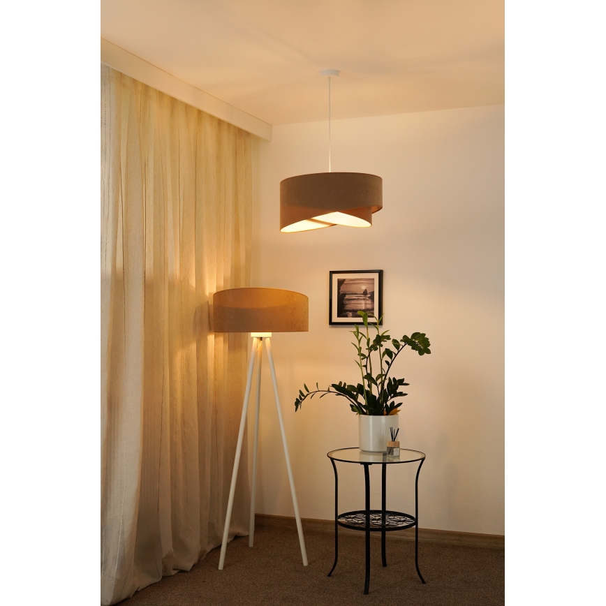 Brilagi - LED-kattokruunu johdossa LYRA 1xE27/15W/230V ruskea/valkoinen