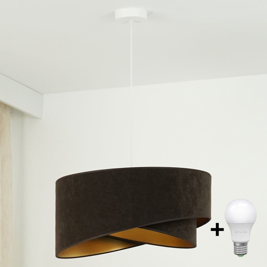Brilagi - LED-kattokruunu johdossa LYRA 1xE27/15W/230V tummanruskea/kulta