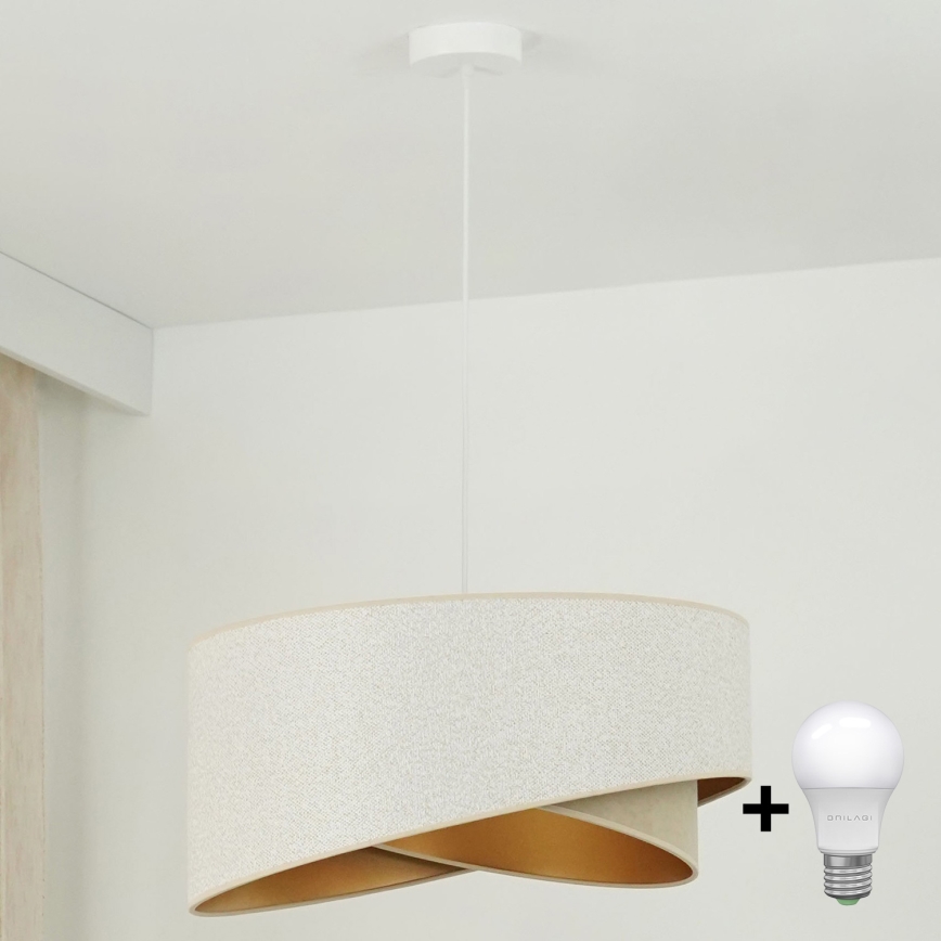 Brilagi - LED-kattokruunu johdossa LYRA 1xE27/15W/230V valkoinen/beige/kulta