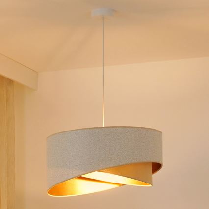 Brilagi - LED-kattokruunu johdossa LYRA 1xE27/15W/230V valkoinen/beige/kulta