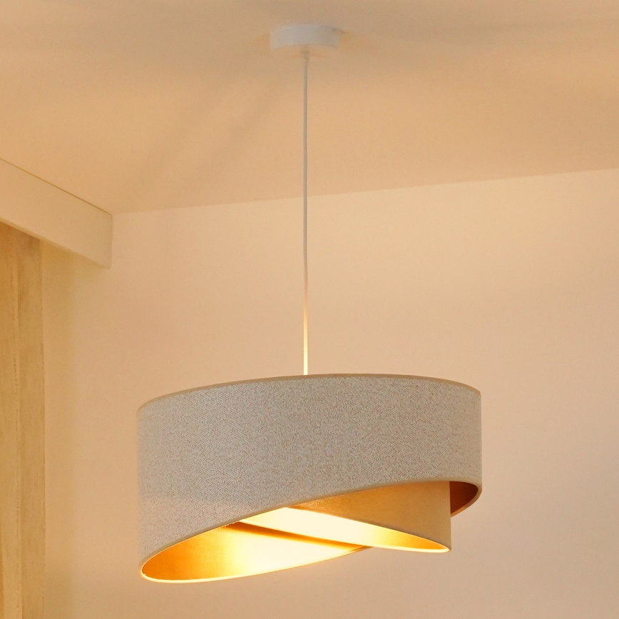 Brilagi - LED-kattokruunu johdossa LYRA 1xE27/15W/230V valkoinen/beige/kulta