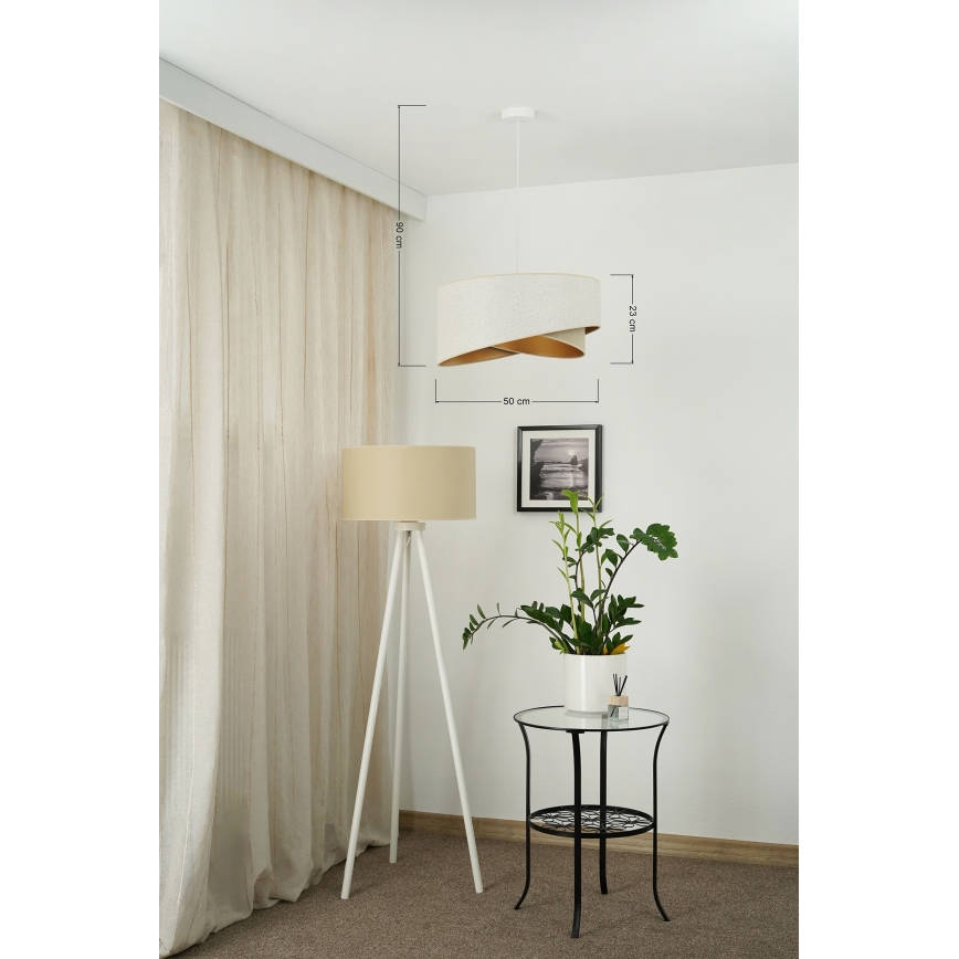 Brilagi - LED-kattokruunu johdossa LYRA 1xE27/15W/230V valkoinen/beige/kulta