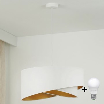 Brilagi - LED-kattokruunu johdossa LYRA 1xE27/15W/230V valkoinen/kulta