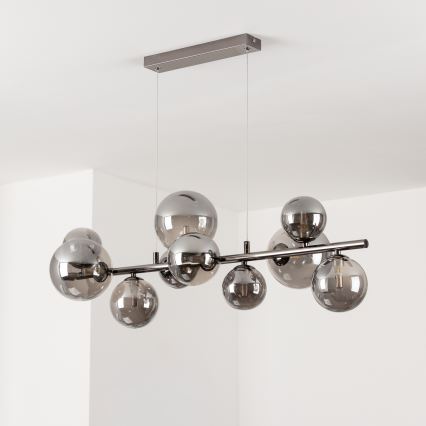 Brilagi - LED-kattokruunu johdossa MILLA 10xG9/3W/230V kiiltävä kromi/savuinen