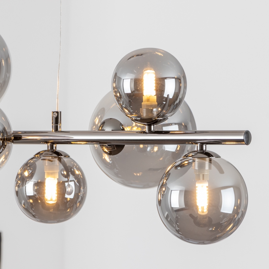 Brilagi - LED-kattokruunu johdossa MILLA 10xG9/3W/230V kiiltävä kromi/savuinen