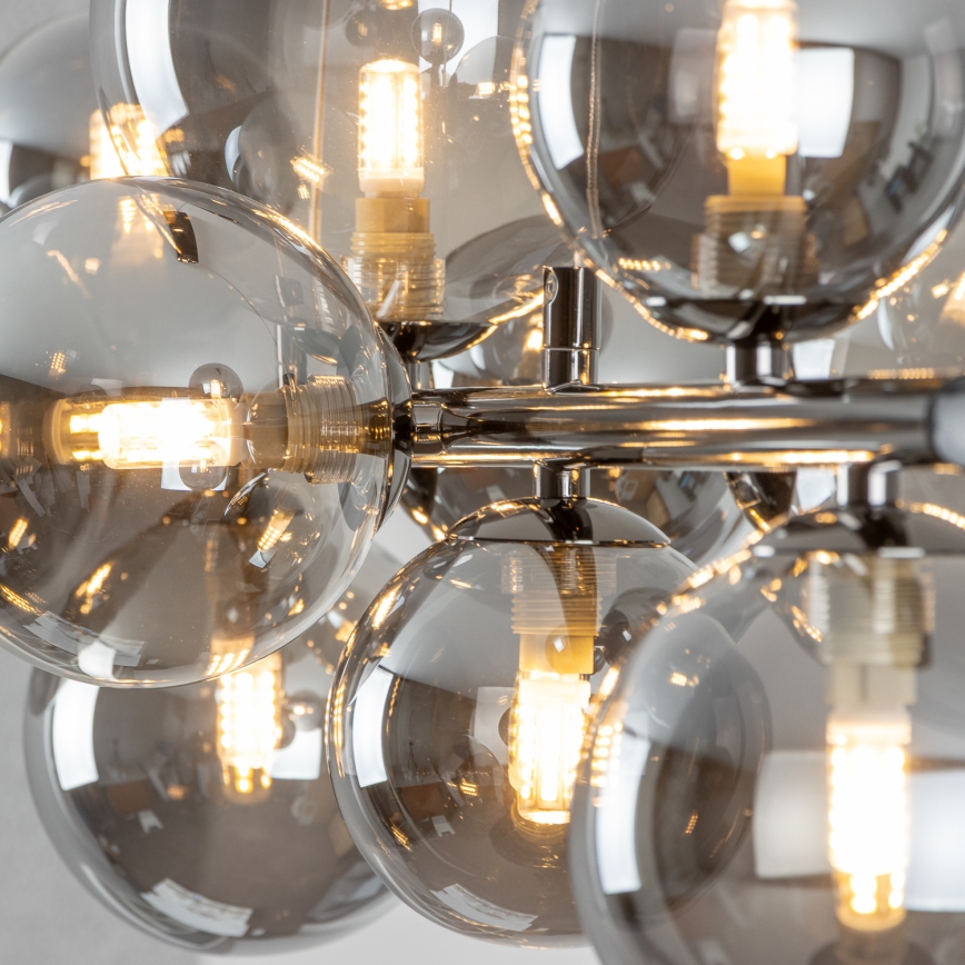 Brilagi - LED-kattokruunu johdossa MILLA 10xG9/3W/230V kiiltävä kromi/savuinen