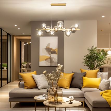 Brilagi - LED-kattokruunu johdossa MILLA 10xG9/3W/230V kulta/savuinen