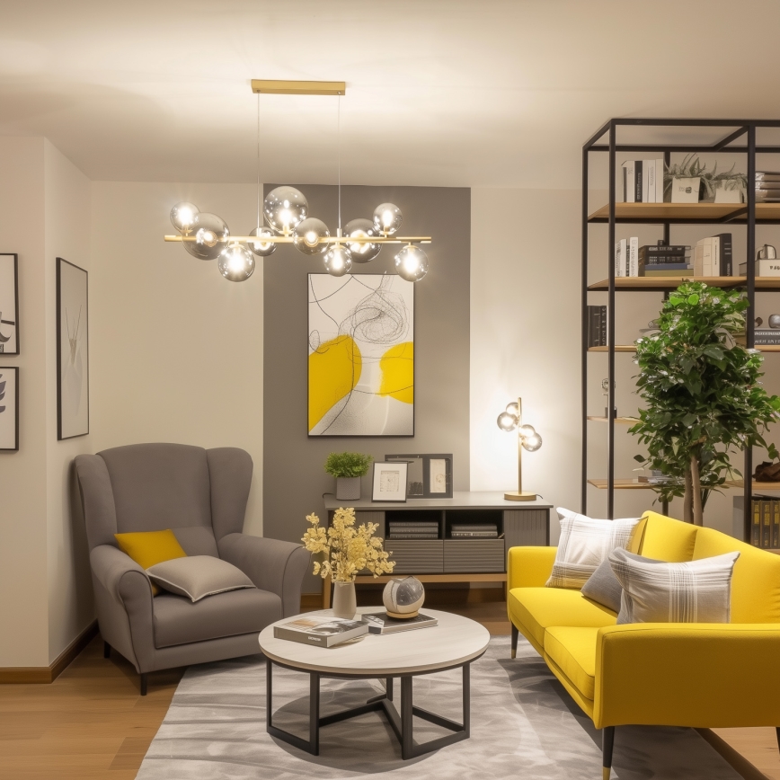 Brilagi - LED-kattokruunu johdossa MILLA 10xG9/3W/230V kulta/savuinen