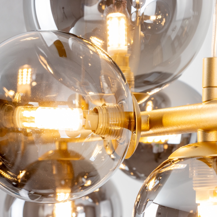 Brilagi - LED-kattokruunu johdossa MILLA 10xG9/3W/230V kulta/savuinen