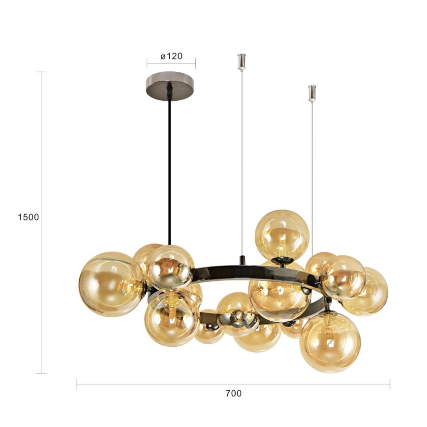 Brilagi - LED-kattokruunu johdossa MILLA 15xG9/3W/230V kiiltävä kromi/kulta