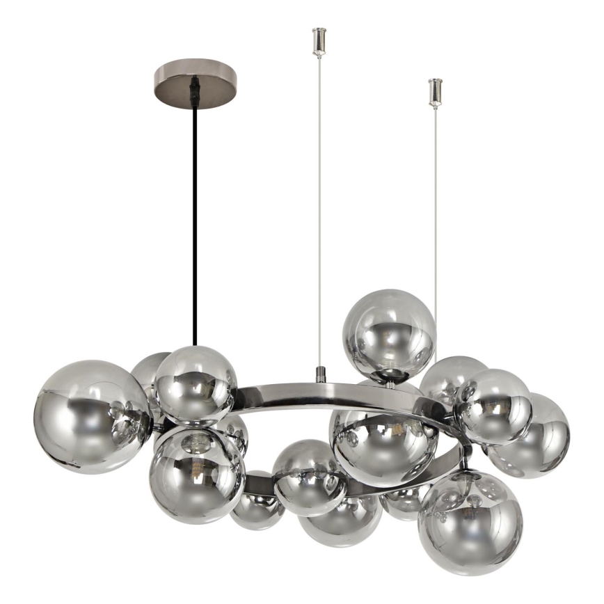 Brilagi - LED-kattokruunu johdossa MILLA 15xG9/3W/230V kiiltävä kromi/savuinen