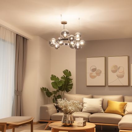 Brilagi - LED-kattokruunu johdossa MILLA 15xG9/3W/230V kiiltävä kromi/savuinen