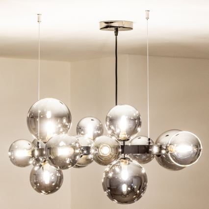 Brilagi - LED-kattokruunu johdossa MILLA 15xG9/3W/230V kiiltävä kromi/savuinen