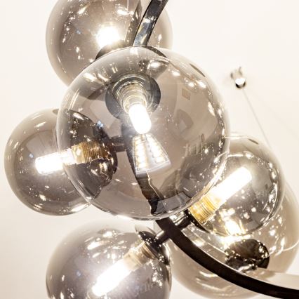 Brilagi - LED-kattokruunu johdossa MILLA 15xG9/3W/230V kiiltävä kromi/savuinen