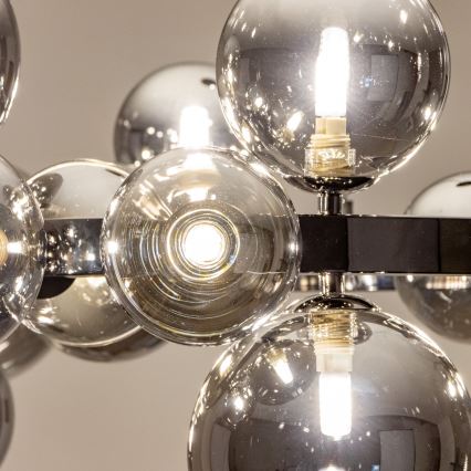 Brilagi - LED-kattokruunu johdossa MILLA 15xG9/3W/230V kiiltävä kromi/savuinen