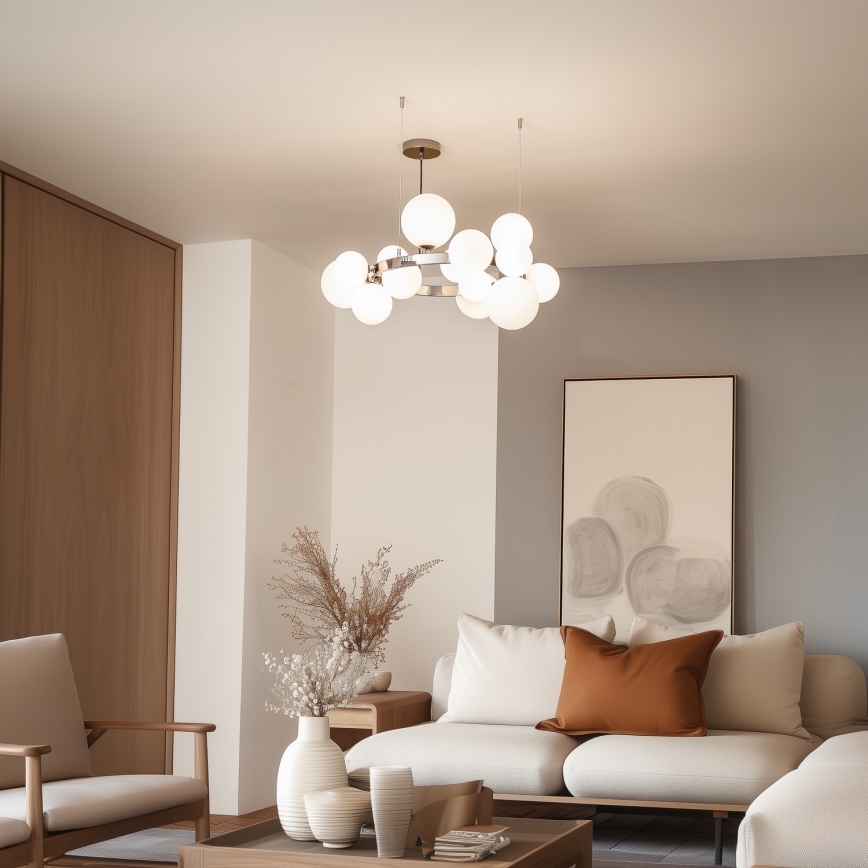 Brilagi - LED-kattokruunu johdossa MILLA 15xG9/3W/230V kiiltävä kromi/valkoinen