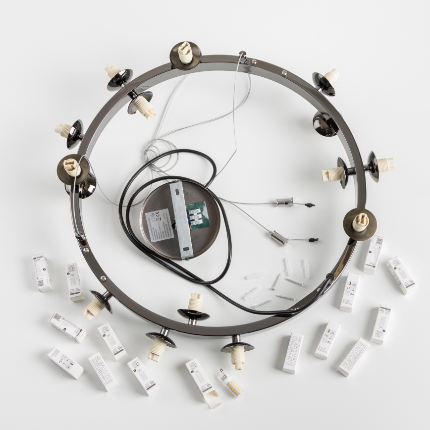 Brilagi - LED-kattokruunu johdossa MILLA 15xG9/3W/230V kiiltävä kromi/valkoinen