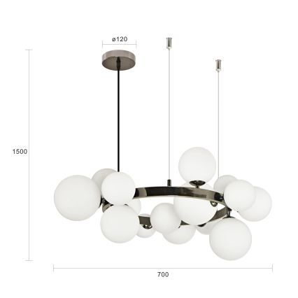 Brilagi - LED-kattokruunu johdossa MILLA 15xG9/3W/230V kiiltävä kromi/valkoinen