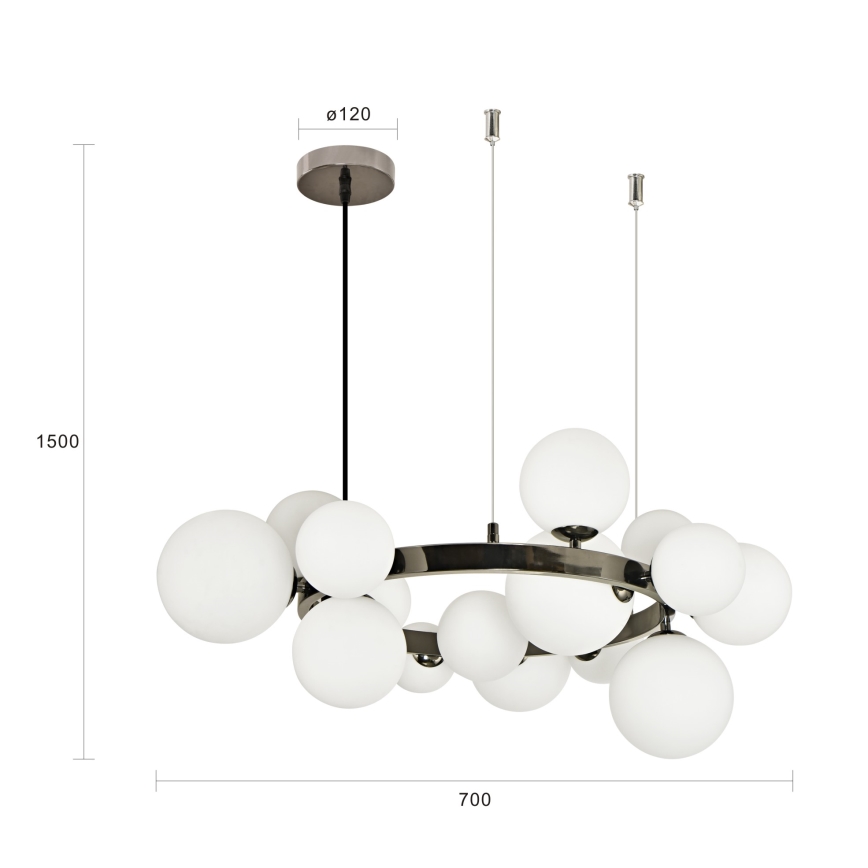 Brilagi - LED-kattokruunu johdossa MILLA 15xG9/3W/230V kiiltävä kromi/valkoinen
