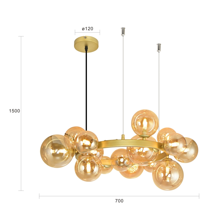 Brilagi - LED-kattokruunu johdossa MILLA 15xG9/3W/230V kulta