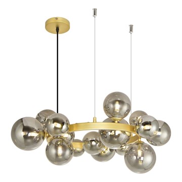 Brilagi - LED-kattokruunu johdossa MILLA 15xG9/3W/230V kulta/savuinen