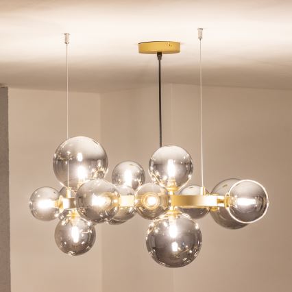 Brilagi - LED-kattokruunu johdossa MILLA 15xG9/3W/230V kulta/savuinen